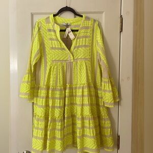 Devotion Twin- Ella dress - Neon LIME/OFFWHITE - Size M
